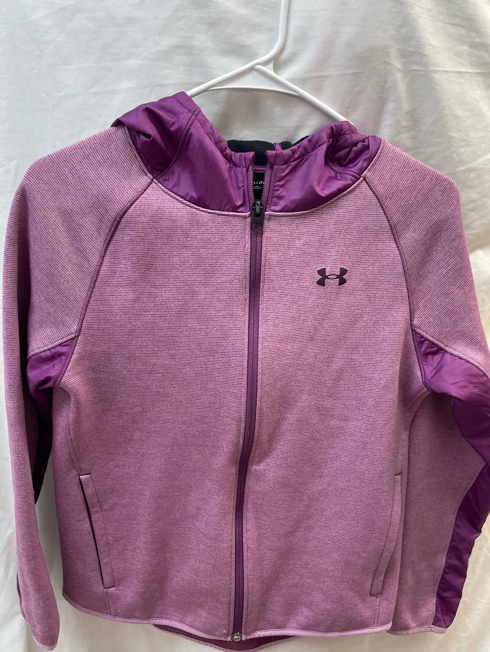 Under Armour Pink Purple Hooded Full-Zip Bomber Jacket sz yxl